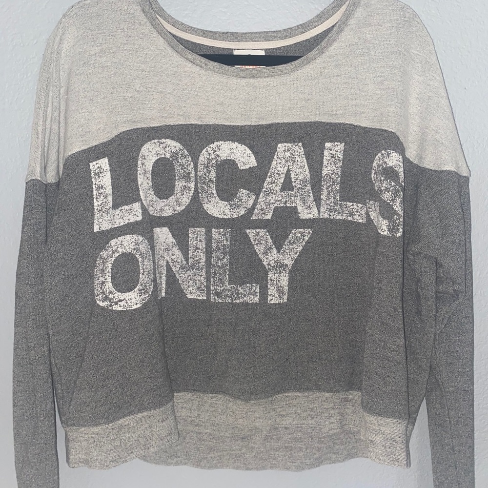 Gray “Locals Only” sweater